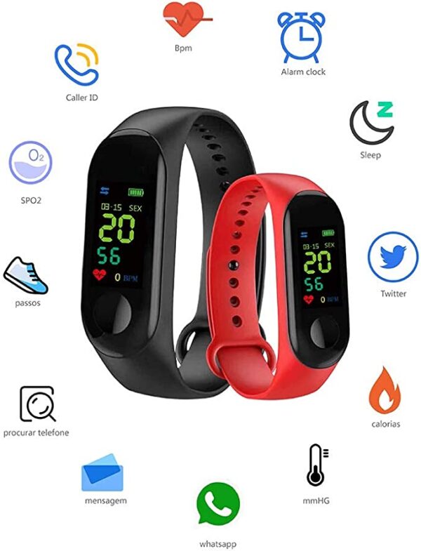 51BqiD4G4JL._AC_SX679_ Relógio Smart Esportivo Tuguir Unissex M3 - Com duas pulseiras extras - Imagem 2