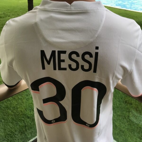 Camisa PSG Paris Saint-Germain Away Branca Torcedor 2022 Nike Messi 30