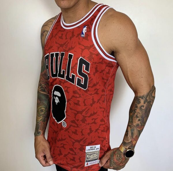 Camiseta Regata NBA Chicago Bulls Michell & Ness Bape 93 Vermelha - Imagem 4