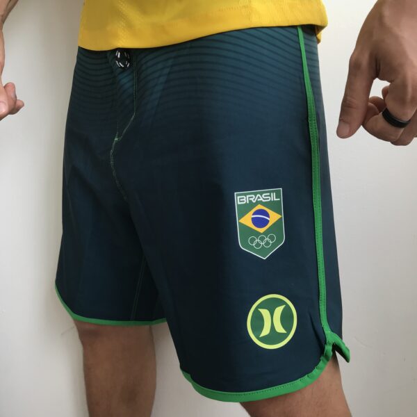 Bermuda Surf Hurley Brasil Seleção Brasileira Olímpica Olimpíadas Verde Escura - Imagem 1