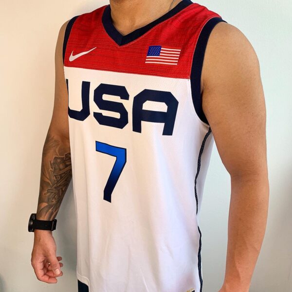 Camiseta Regata Basquete USA EUA Seleção Estados Unidos Durant 7 2020 Nike Branca - Imagem 4