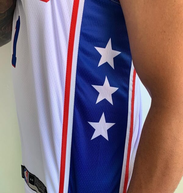 Camiseta Regata NBA Philadelphia 76ers James Harden 1 Associate Edition Branca 2022 Nike - Imagem 8