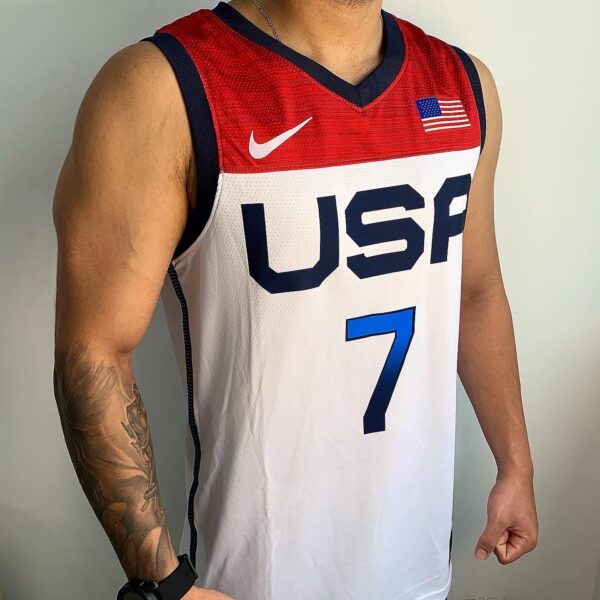 Camiseta Regata Basquete USA EUA Seleção Estados Unidos Durant 7 2020 Nike Branca - Imagem 3