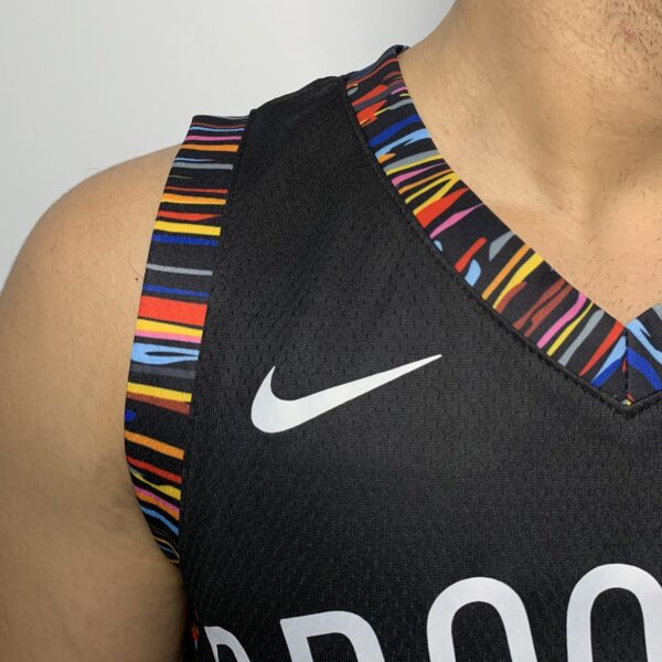 Camiseta Regata Basquete NBA Brooklyn Nets 7 Durant City Edition Preta Colorida Nike - Imagem 5