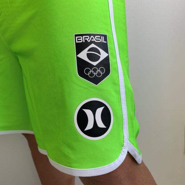 KJQWKJDQJK Bermuda Surf Hurley Brasil Seleção Brasileira Olímpica Olimpíadas Verde Limão - Imagem 3