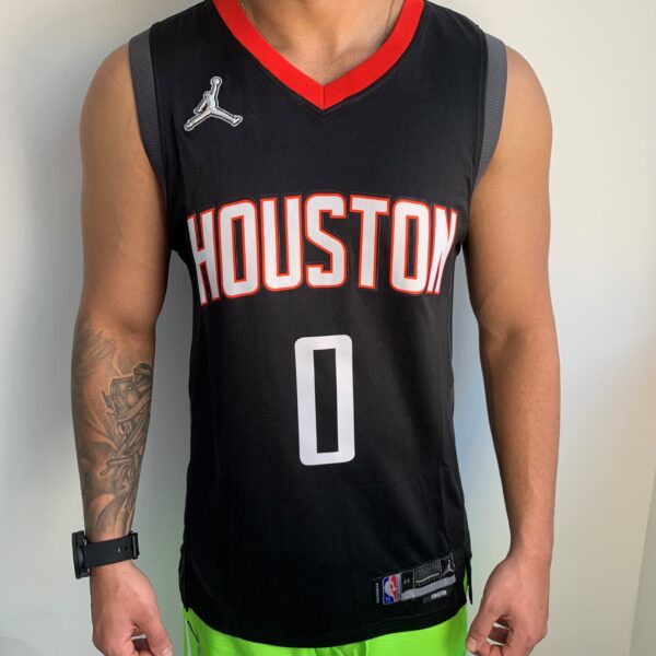 Camiseta Regata Basquete NBA Houston Rockets Jalen Green 0 Preta Statement Edition 2022 Jordan - Imagem 1