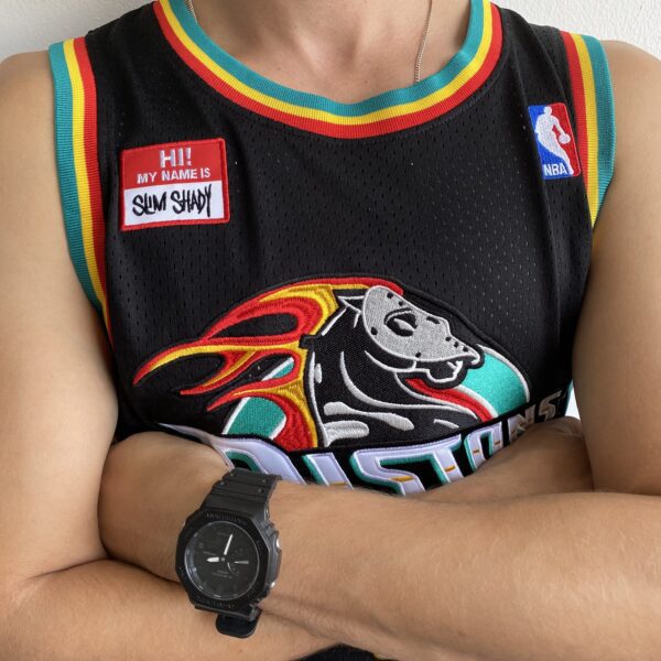 Camiseta Regata NBA Mitchell & Ness - Detroit Pistons - Slim Shady 313 - Edição Especial - NBA Remix - Colab Parceria Eminem - Preta - Imagem 7