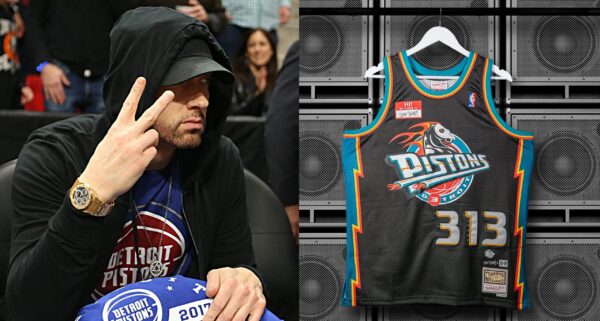 Camiseta Regata NBA Mitchell & Ness - Detroit Pistons - Slim Shady 313 - Edição Especial - NBA Remix - Colab Parceria Eminem - Preta - Imagem 14