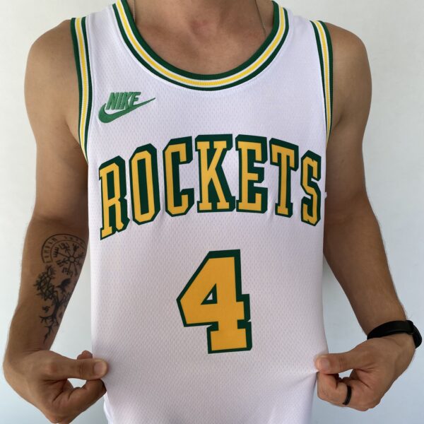 IMG_8370 Camiseta Regata Basquete NBA Swingman Houston Rockets Green 4 Branca Classic Edition 2023 Nike - Imagem 5