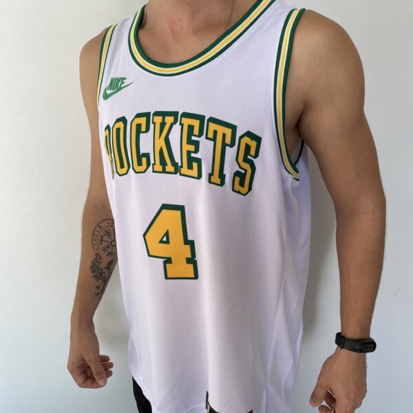 IMG_8373 Camiseta Regata Basquete NBA Swingman Houston Rockets Green 4 Branca Classic Edition 2023 Nike - Imagem 7