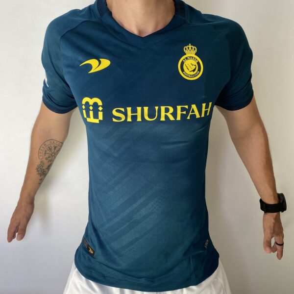 2023-04-19 14.30 Camisa Al Nassr Away Versão Jogador Cristiano Ronaldo 7 CR7 2023 Duneus Verde - Imagem 1