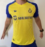 Camisa Al Nassr Home Versão Jogador Cristiano Ronaldo 7 CR7 2023 Duneus Amarela