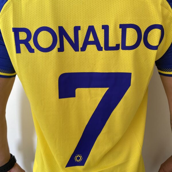 2023-04-19 16.40 Camisa Al Nassr Home Versão Jogador Cristiano Ronaldo 7 CR7 2023 Duneus Amarela - Imagem 16