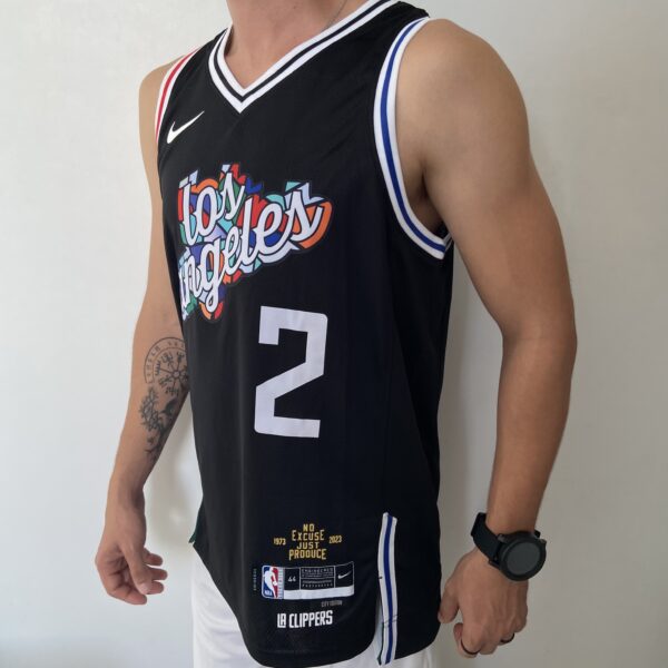 Camiseta Regata NBA Los Angeles Clippers Kawhi Leonard 2 City Edition 2023 Preta Colorida Nike - Imagem 5