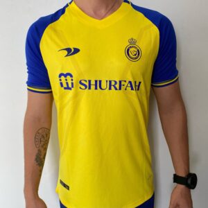 Camisa Al Nassr Home Versão Torcedor Cristiano Ronaldo 7 CR7 2023 Duneus Amarela