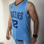 Camiseta Regata Basquete NBA Swingman Memphis Grizzlies Ja Morant 12 Statement Edition Azul 2023 Jordan - Imagem 8