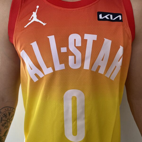 Camiseta Regata Basquete NBA All-Star Game "Team Giannis" Statement Edition Jayson Tatum 0 2023 Laranja Jordan - Imagem 9