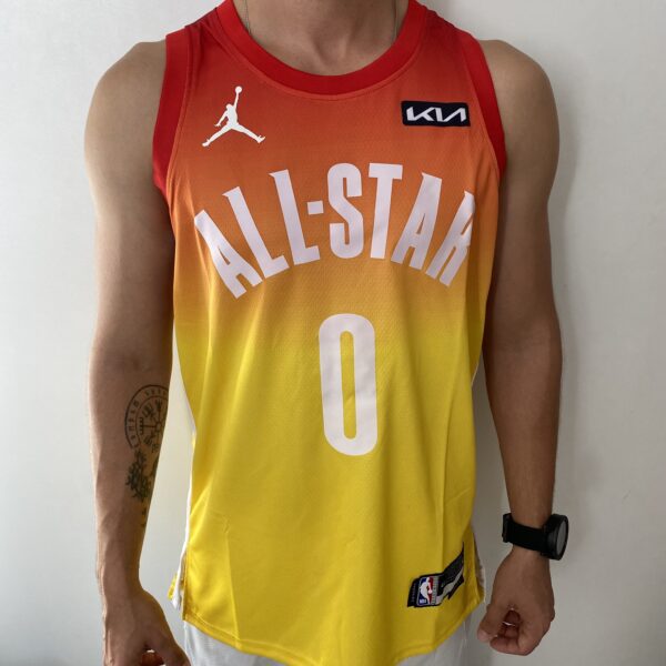 Camiseta Regata Basquete NBA All-Star Game "Team Giannis" Statement Edition Jayson Tatum 0 2023 Laranja Jordan - Imagem 1