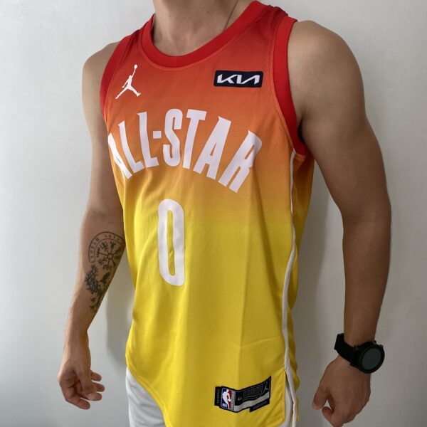 Camiseta Regata Basquete NBA All-Star Game "Team Giannis" Statement Edition Jayson Tatum 0 2023 Laranja Jordan - Imagem 6