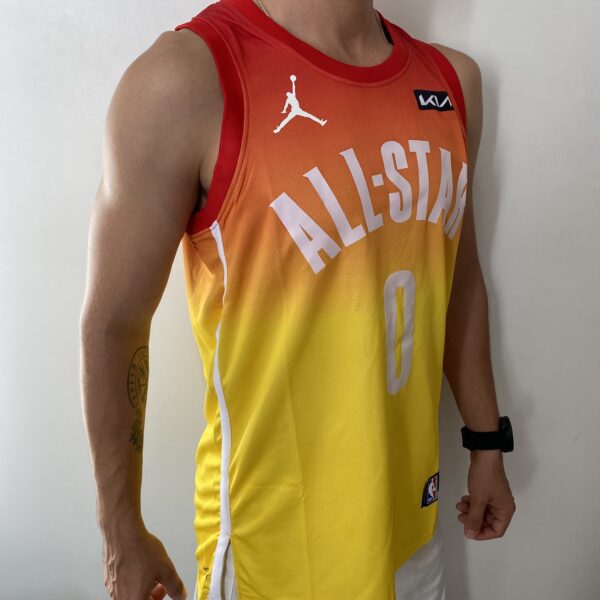 Camiseta Regata Basquete NBA All-Star Game "Team Giannis" Statement Edition Jayson Tatum 0 2023 Laranja Jordan - Imagem 7