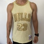 Camiseta Regata NBA Mitchell & Ness 1997/98 Dourada - Chicago Bulls - Michael Jordan 23 - Edição Especial - Midas