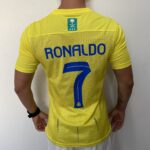 Camisa Al Nassr Home Versão Jogador Cristiano Ronaldo 7 CR7 2024 Nike Amarela
