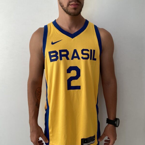 Camiseta Regata Basquete Brasil Yago 2 Amarela 2024 Nike - Imagem 2