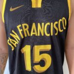 Camiseta Regata Basquete NBA Swingman Golden State Warriors Gui Santos 15 City Edition Preta Amarela 2024 Nike - Imagem 6
