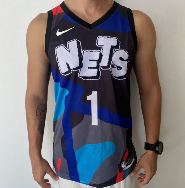 Camiseta Regata Basquete NBA Brooklyn Nets Mikal Bridges 1 City Edition Swingman 2024 Nike - Imagem 1