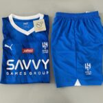 Kit Conjunto Infantil Crianças Camisa e Calção Al-Hilal Home 2024 Azul Puma