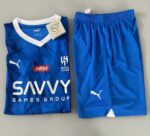 Kit Conjunto Infantil Crianças Camisa e Calção Al-Hilal Home 2024 Azul Puma - Imagem 7
