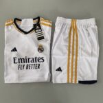 Kit Conjunto Infantil Crianças Camisa e Calção Real Madrid Home 2023 Adidas - Imagem 6