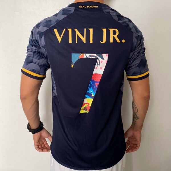 Camisa Real Madrid Away Vini Jr. 7 Versão Torcedor 2024 Adidas Personalização Anime - Imagem 1