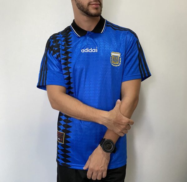 Camisa Retrô Clássica Seleção Argentina - Adidas Masculina - Azul Marinho Preta - 1994 - Imagem 14