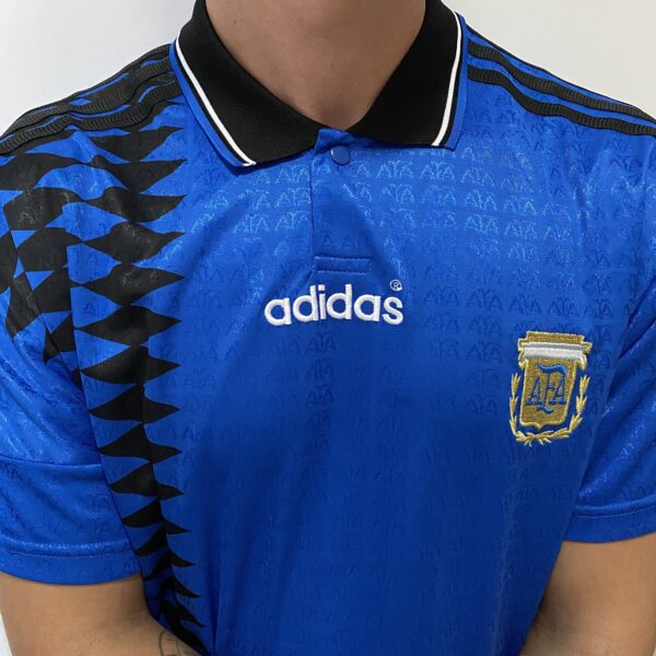 Camisa Retrô Clássica Seleção Argentina - Adidas Masculina - Azul Marinho Preta - 1994 - Imagem 6