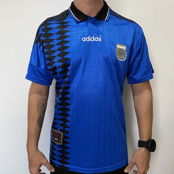 Camisa Retrô Clássica Seleção Argentina - Adidas Masculina - Azul Marinho Preta - 1994 - Imagem 9