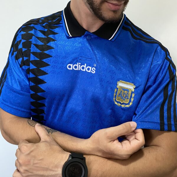 Camisa Retrô Clássica Seleção Argentina - Adidas Masculina - Azul Marinho Preta - 1994 - Imagem 2