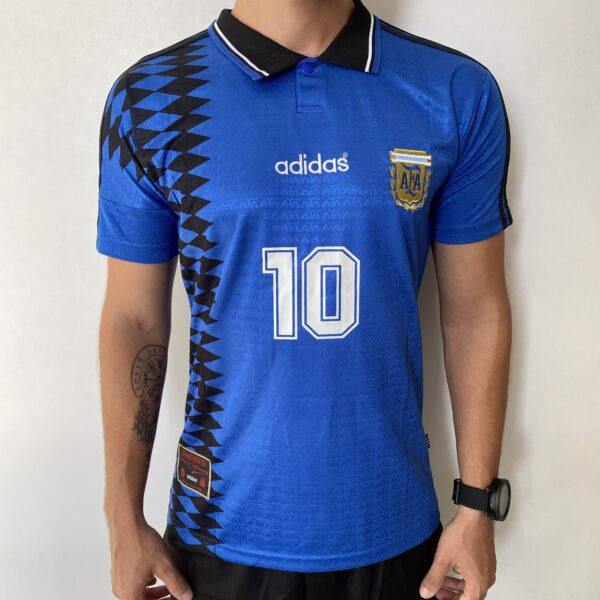 Camisa Retrô Clássica Seleção Argentina - Messi 10 - Azul Marinho Preta Adidas - 1994 - Imagem 1