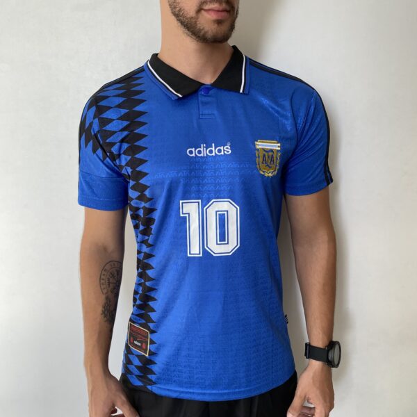 Camisa Retrô Clássica Seleção Argentina - Messi 10 - Azul Marinho Preta Adidas - 1994 - Imagem 2