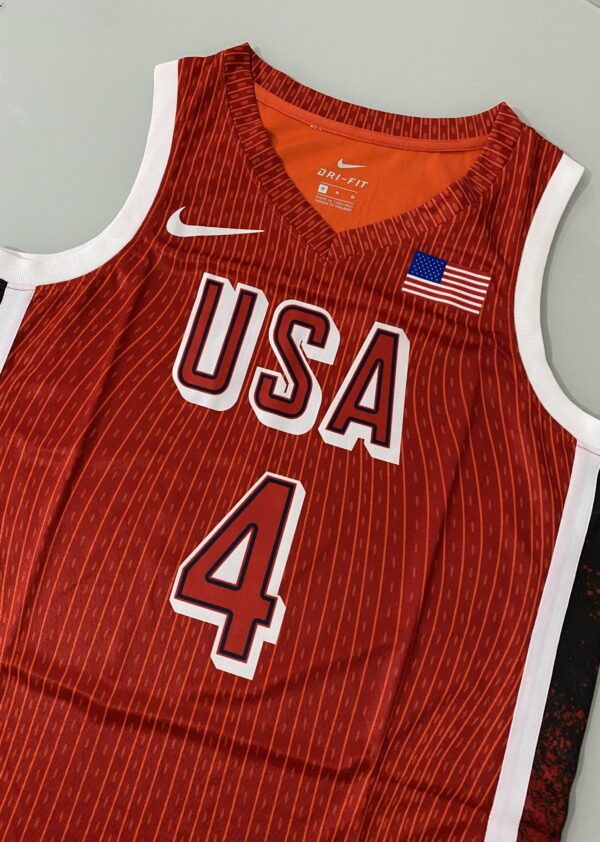 Camiseta Regata Basquete USA EUA Seleção Estados Unidos Olimpíadas Paris 2024 Stephen Curry 4 Vermelha Nike - Imagem 17