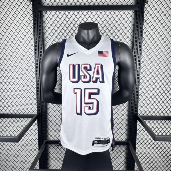 Camiseta Regata Basquete USA EUA Seleção Estados Unidos Jogos Olimpícos Paris 2024 Branca Nike - Imagem 9