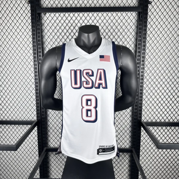 Camiseta Regata Basquete USA EUA Seleção Estados Unidos Jogos Olimpícos Paris 2024 Branca Nike - Imagem 7