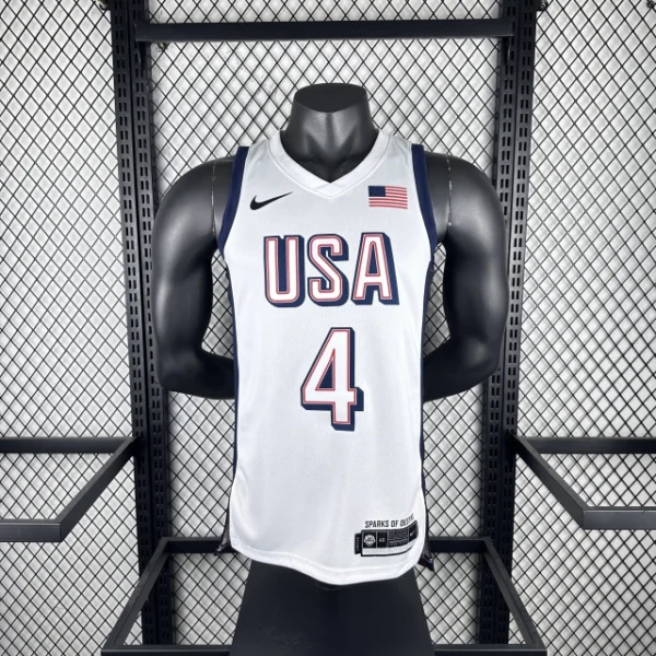 Camiseta Regata Basquete USA EUA Seleção Estados Unidos Jogos Olimpícos Paris 2024 Branca Nike - Imagem 1