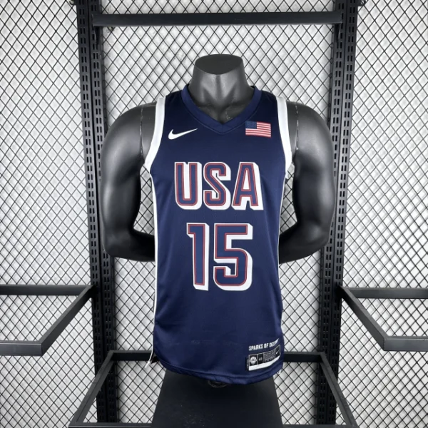 Camiseta Regata Basquete USA EUA Seleção Estados Unidos Olimpíadas Paris 2024 Azul Nike - Imagem 15
