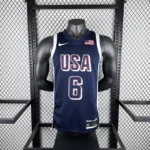 Camiseta Regata Basquete USA EUA Seleção Estados Unidos Olimpíadas Paris 2024 LeBron James 6 Azul Nike - Imagem 19