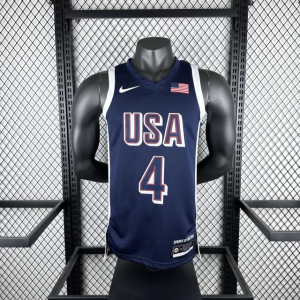 Camiseta Regata Basquete USA EUA Seleção Estados Unidos Olimpíadas Paris 2024 Azul Nike - Imagem 28