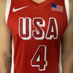Camiseta Regata Basquete USA EUA Seleção Estados Unidos Olimpíadas Paris 2024 Stephen Curry 4 Vermelha Nike - Imagem 6