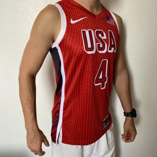 Camiseta Regata Basquete USA EUA Seleção Estados Unidos Olimpíadas Paris 2024 Stephen Curry 4 Vermelha Nike - Imagem 9