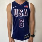 Camiseta Regata Basquete USA EUA Seleção Estados Unidos Olimpíadas Paris 2024 LeBron James 6 Azul Nike