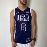 Camiseta Regata Basquete USA EUA Seleção Estados Unidos Olimpíadas Paris 2024 LeBron James 6 Azul Nike - Imagem 2
